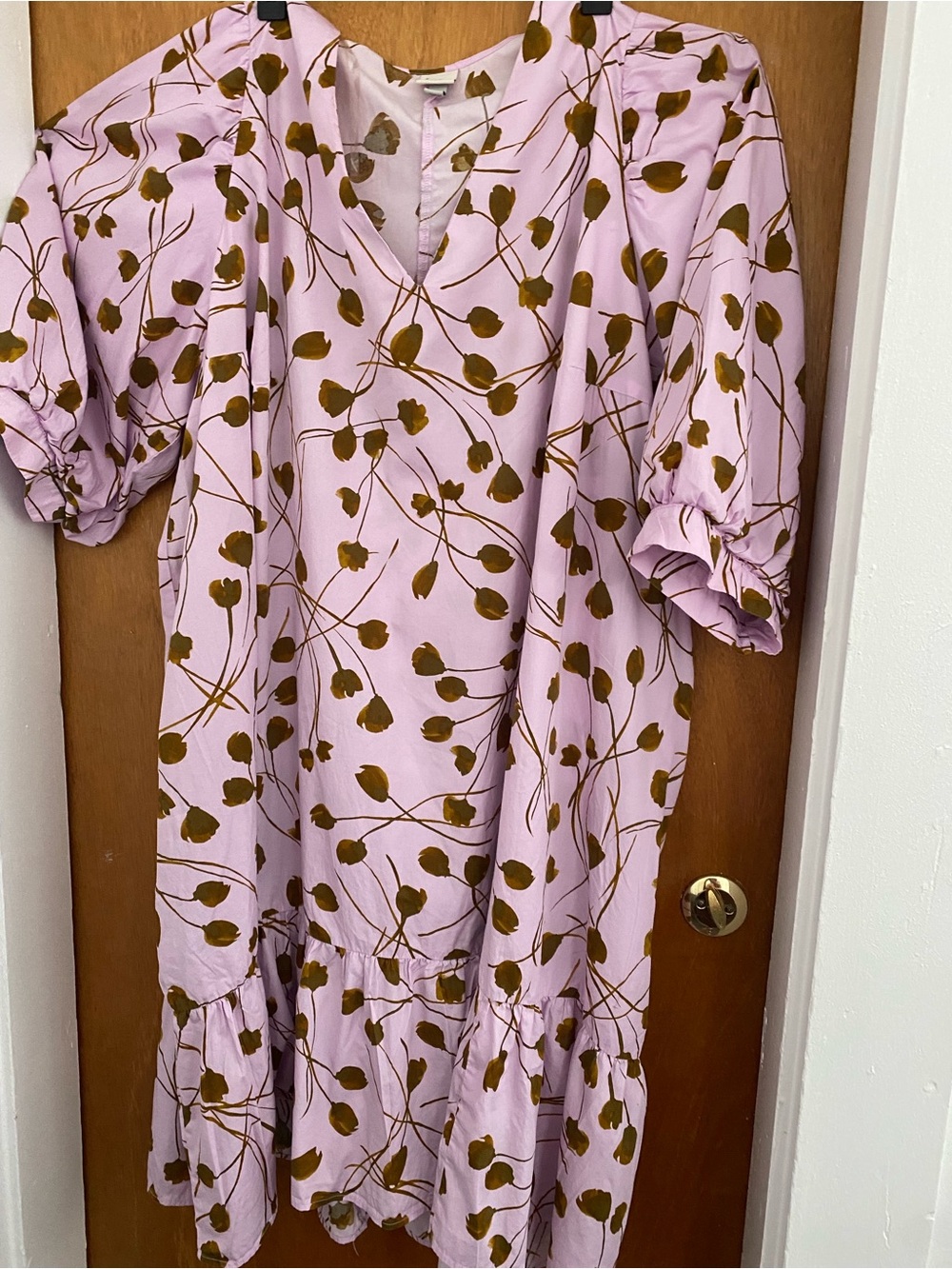 a new day Pink Midi Dress with Brown Floral Print